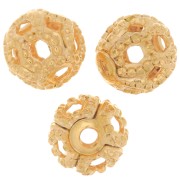 Perles rondes filigranées 4 mm - Doré à l'or fin x20