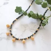 Perles rondes filigranées 4 mm - Doré à l'or fin x20