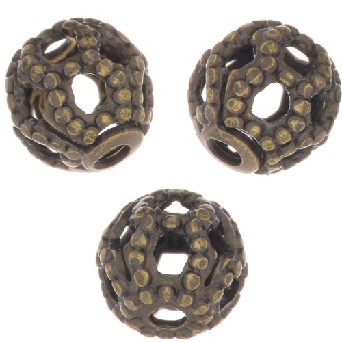 Perles rondes filigranées 4 mm - Bronze x20