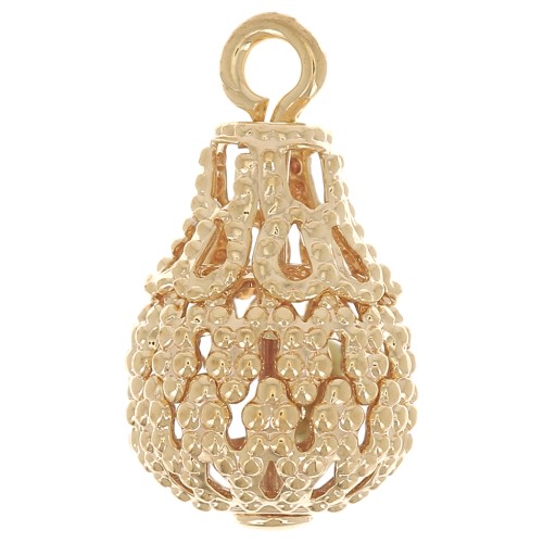 Breloques gouttes filigranées 14x8 mm - Doré à l'or fin x10