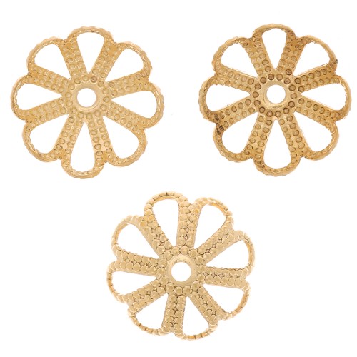Coupelles filigranées 9 mm - Doré à l'or fin x10