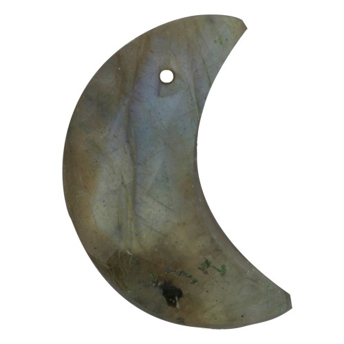 Pendentif demi-lune facetté 16x10 mm en pierre gemme - Labradorite x1