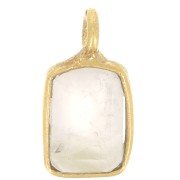 Breloque rectangle facettée en pierre gemme 10x5 mm - Doré à l'or fin - Quartz Rose x1|raw }}