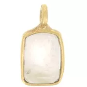 Breloque rectangle facettée en pierre gemme 10x5 mm - Doré à l'or fin - Quartz Rose x1