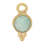 Breloque ronde facettée avec petites boules 9x5 mm - Doré à l'or fin - Amazonite x1|raw }}