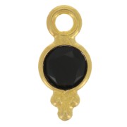 Breloque ronde facettée avec petites boules 10.5x5 mm - Doré à l'or fin - Onyx noir x1|raw }}