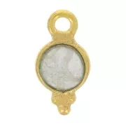 Breloque ronde facettée avec petites boules 9x5 mm - Doré à l'or fin - Howlite x1