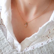 Breloque ovale facettée avec petites boules 12x5 mm - Doré à l'or fin - Aventurine