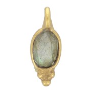 Breloque ovale facettée avec petites boules 10x4 mm - Doré à l'or fin - Labradorite x1|raw }}