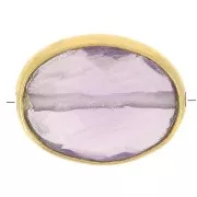 Perle ovale facettée 9x7 mm en pierre gemme - Doré à l'or fin - Amethyste x1