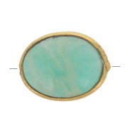 Perle ovale facettée 9x7 mm en pierre gemme - Doré à l'or fin - Amazonite x1|raw }}