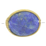 Perle ovale facettée 9x7 mm en pierre gemme - Doré à l'or fin - Lapis lazuli x1