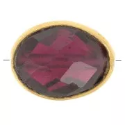 Perle ovale facettée 9x7 mm en pierre gemme - Doré à l'or fin - Grenat x1