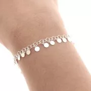 Chaîne maille Forçat 8 mm avec petites pampilles rondes - Argent 925 x50cm