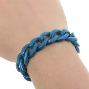 Chaîne acrylique maille gourmette 13 mm - Bleu pétrole Marbré x1m