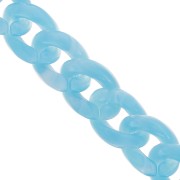 Chaîne acrylique maille gourmette 13 mm - Bleu clair Marbré x1m