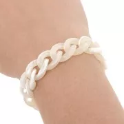 Chaîne acrylique maille gourmette 13 mm - Ivoire Marbré x1m