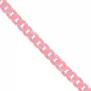 Chaîne acrylique maille gourmette 13 mm - Rose Marbré x1m
