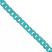 Chaîne acrylique maille gourmette 13 mm - Turquoise Marbré x1m