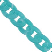 Chaîne acrylique maille gourmette 13 mm - Turquoise Marbré x1m