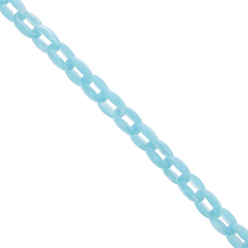 Chaîne acrylique maille forçat 11 mm - Bleu clair Marbré x1m