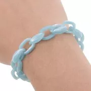 Chaîne acrylique maille forçat 11 mm - Bleu clair Marbré x1m