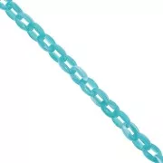 Chaîne acrylique maille forçat 11 mm - Turquoise Marbré x1m