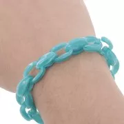 Chaîne acrylique maille forçat 11 mm - Turquoise Marbré x1m