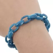 Chaîne acrylique maille forçat 11 mm - Bleu pétrole Marbré x1m