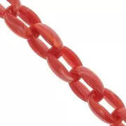 Chaîne acrylique maille forçat 11 mm - Rouge corail Marbré x1m