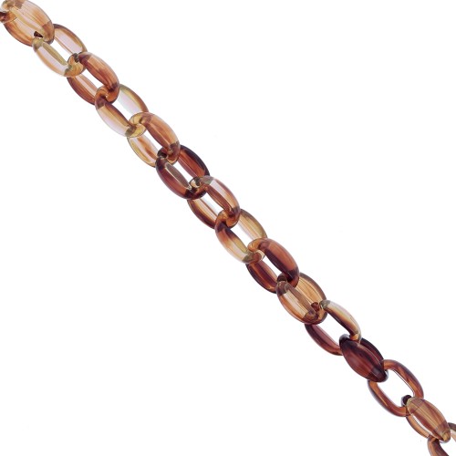 Chaîne acrylique maille forçat 11 mm - Ecaille de tortue - Marron - Beige x1m