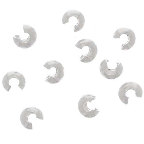 Caches perles à écraser 2 mm - Placage argent fin x25