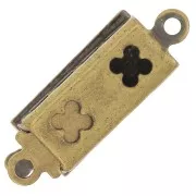 Fermoir rectangle texturé à clipser 18x6 mm - Bronze x1