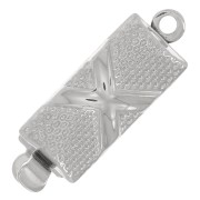 Fermoir rectangle travaillé à clipser 18x6 mm - Rhodié x1|raw }}