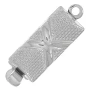 Fermoir rectangle travaillé à clipser 18x6 mm - Rhodié x1
