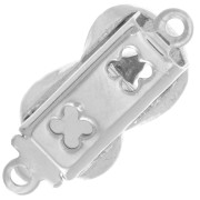 Fermoir rectangle à clipser 18x8 mm - motif infini - White Bronze x1