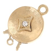 Fermoir rond à clipser strié et strassé 18x12 mm - motif losange - Doré - Crystal|raw }}