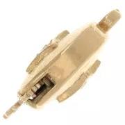 Fermoir rond à clipser strié et strassé 18x12 mm - motif losange - Doré - Crystal