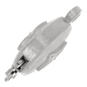 Fermoir rond à clipser strié et strassé 18x12 mm - motif losange - Plaqué Rhodium