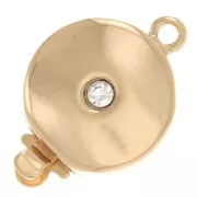 Fermoir rond à clipser strassé 17.5x12 mm - Doré - Crystal x1