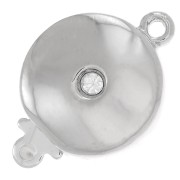 Fermoir rond à clipser strassé 17.5x12 mm - Rhodié - Crystal x1|raw }}