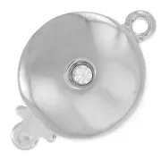 Fermoir rond à clipser strassé 17.5x12 mm - Rhodié - Crystal x1