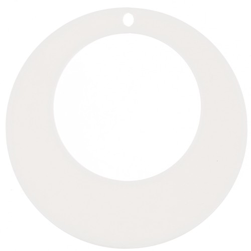 Pendentif rond évidé en acrylique 50 mm - Ecru x1