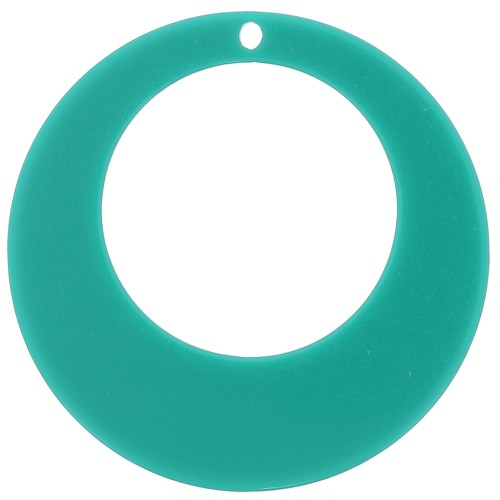 Pendentif rond évidé en acrylique 50 mm - Vert turquoise x1