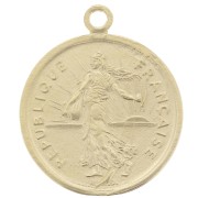 Breloque pièce de monnaie 16mm - 1 Franc - Argent 925 Doré à l'or fin x1