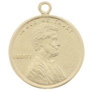 Breloque pièce de monnaie 16mm - 1 Cent - Argent 925 Doré à l'or fin x1