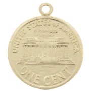 Breloque pièce de monnaie 16mm - 1 Cent - Argent 925 Doré à l'or fin x1