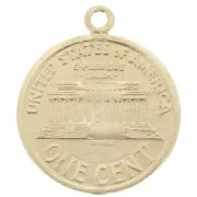 Breloque pièce de monnaie 16mm - 1 Cent - Argent 925 Doré à l'or fin x1