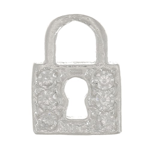 Breloque cadenas avec oxydes de zirconium 10x7 mm - Argent 925 - Crystal x1