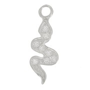 Breloque serpent avec oxydes de zirconium 15x5 mm - Argent 925 - Crystal x1|raw }}